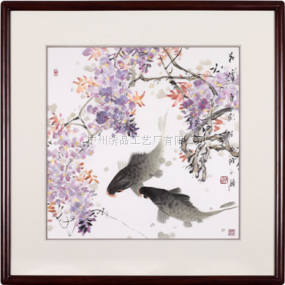 廣繡《花溪魚影》100x100cm